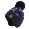 Jangannsa Knitted Baby Hat Winter Warm Boys Girls Beanie Fleece Lining Toddler Kids Hat With Pompom (Dinosaur Navy Hat, L)