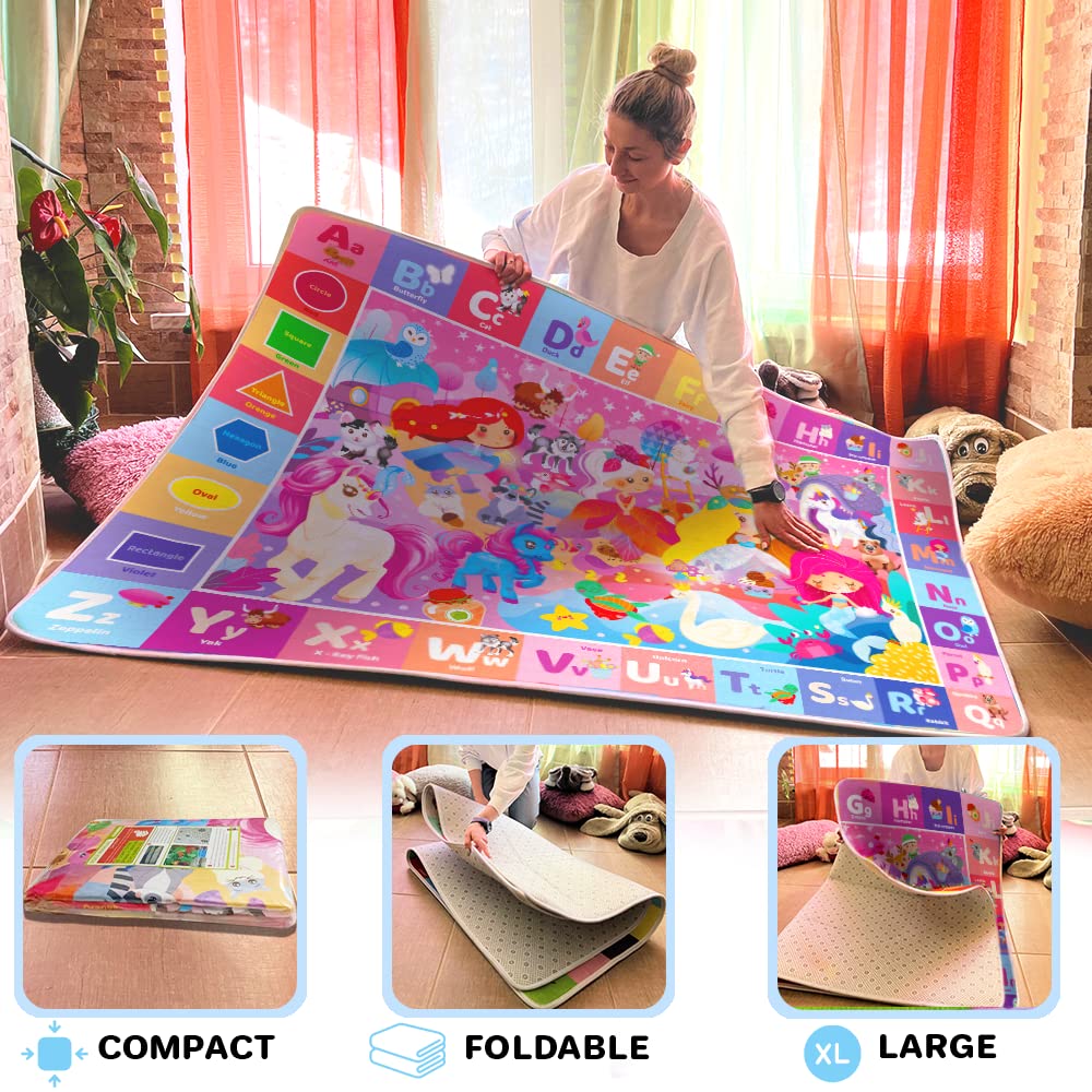 Quokka Large Baby Mat For Floor - Plush Abc Rug For Toddlers Infants - Extra Thick Padded Non-Slip Nursery Rug For Babies Ages 1
