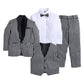 Jeetethnics Boys Black Striped Coat Suit Set With Waistcoat Shirt And Trousers (9080H)