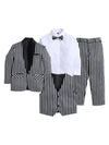 Jeetethnics Boys Black Striped Coat Suit Set With Waistcoat Shirt And Trousers (9080H)