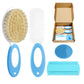 Baby Hair Brush and Comb Set, 4Pcs Baby Soft Bristles Hairbrush Cradle Cap Brush Hair Comb for Newborns Toddlers Boys Girls (Blu