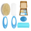 Baby Hair Brush and Comb Set, 4Pcs Baby Soft Bristles Hairbrush Cradle Cap Brush Hair Comb for Newborns Toddlers Boys Girls (Blu