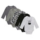 Hanes Unisex Baby Long Sleeve Bodysuit, Ultimate Flexy Boys & Girls, 5-Pack, Grey/Black, 6-12 Months Us