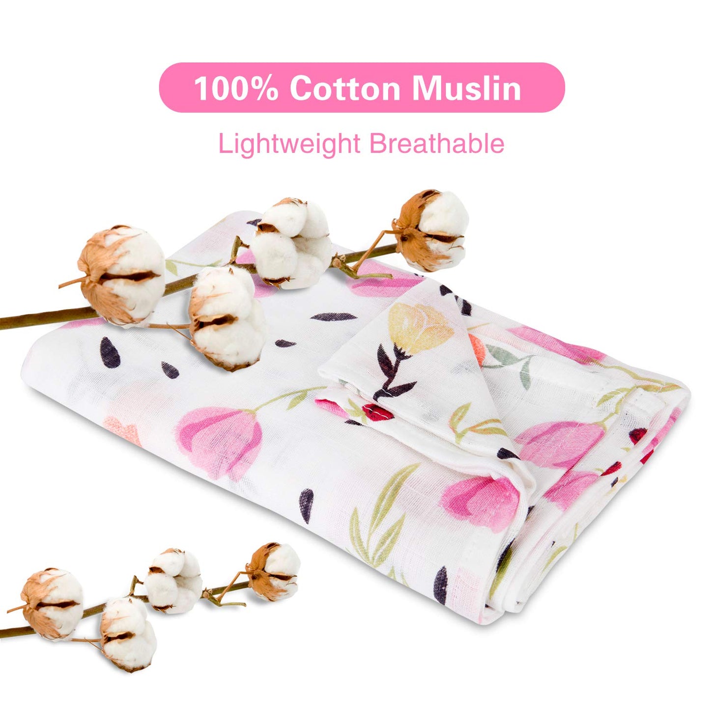 Muslin Baby Car Seat Canopy, Metplus Infant Carseat Cover - Extra Wide Universal Fit, Lightweight Breathable Soft for Babies Gir