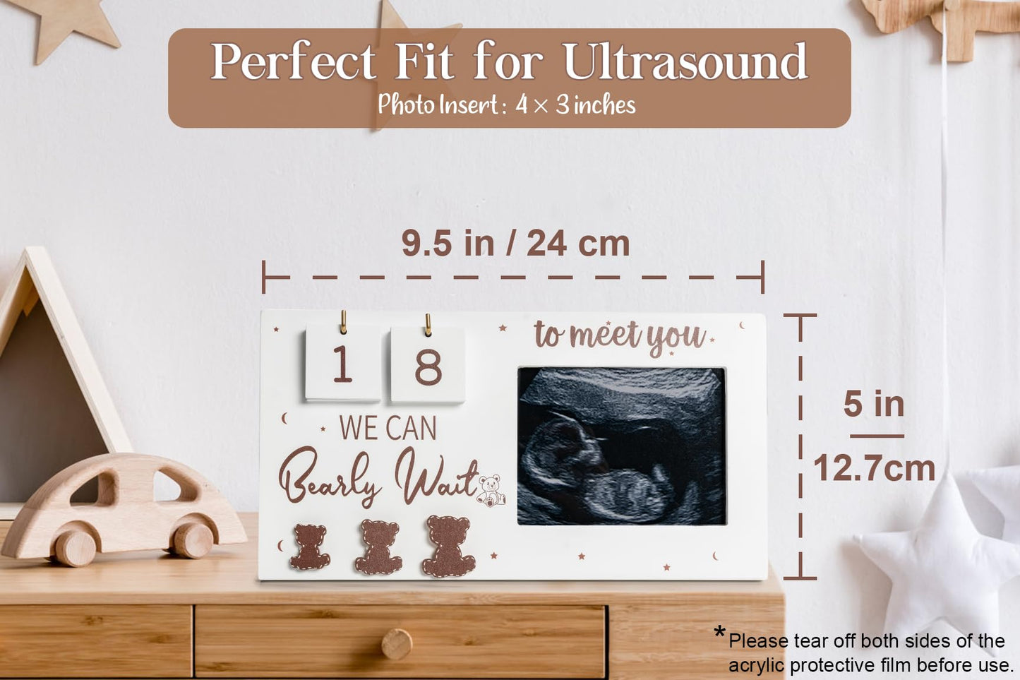 Expecting Parents To Be Unique Gifts For Pregnant Women, Sonogram Picture Frame Pregnancy Gift We Can Bearly Wait With Countdown