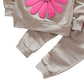 Toddler Baby Girls Sunflower Clothes Set Long Sleeve Top And Pants 2Pcs Outfits Fall Clothes (Grey,Age 3T)
