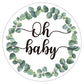 50 Greenery Wreath Oh Baby Gender Neutral Stickers - Baby Shower Favors Stickers - Thank You Labels For Baby Shower 2 Inch.