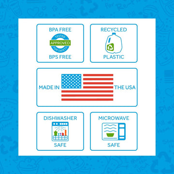Re-Play Made in USA 7 Deep Walled Divided Plates for Kids, Set of 3 - Reusable 3 Compartment Plates, Dishwasher and Microwave Sa