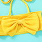 Jeelligular Toddler Baby Girl Swimwear Bowknot Stripe Swimsuit Bathing Suit 2Pcs Bikini Set Outfits Summer (18-24 Months, Lemon)
