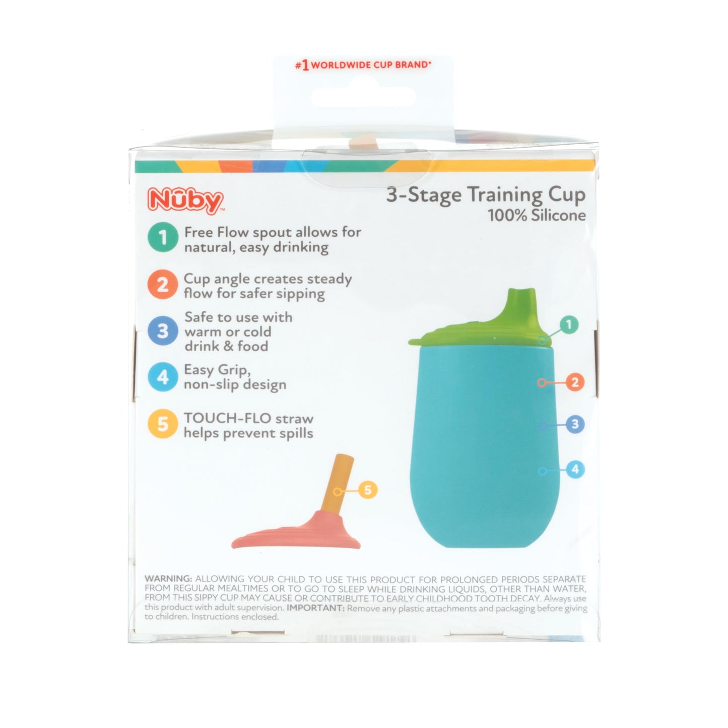 Nuby First Training Cup Set - Silicone Tumbler With Spout And Straw Combo - 4 Oz - 6+ Months - Neutral