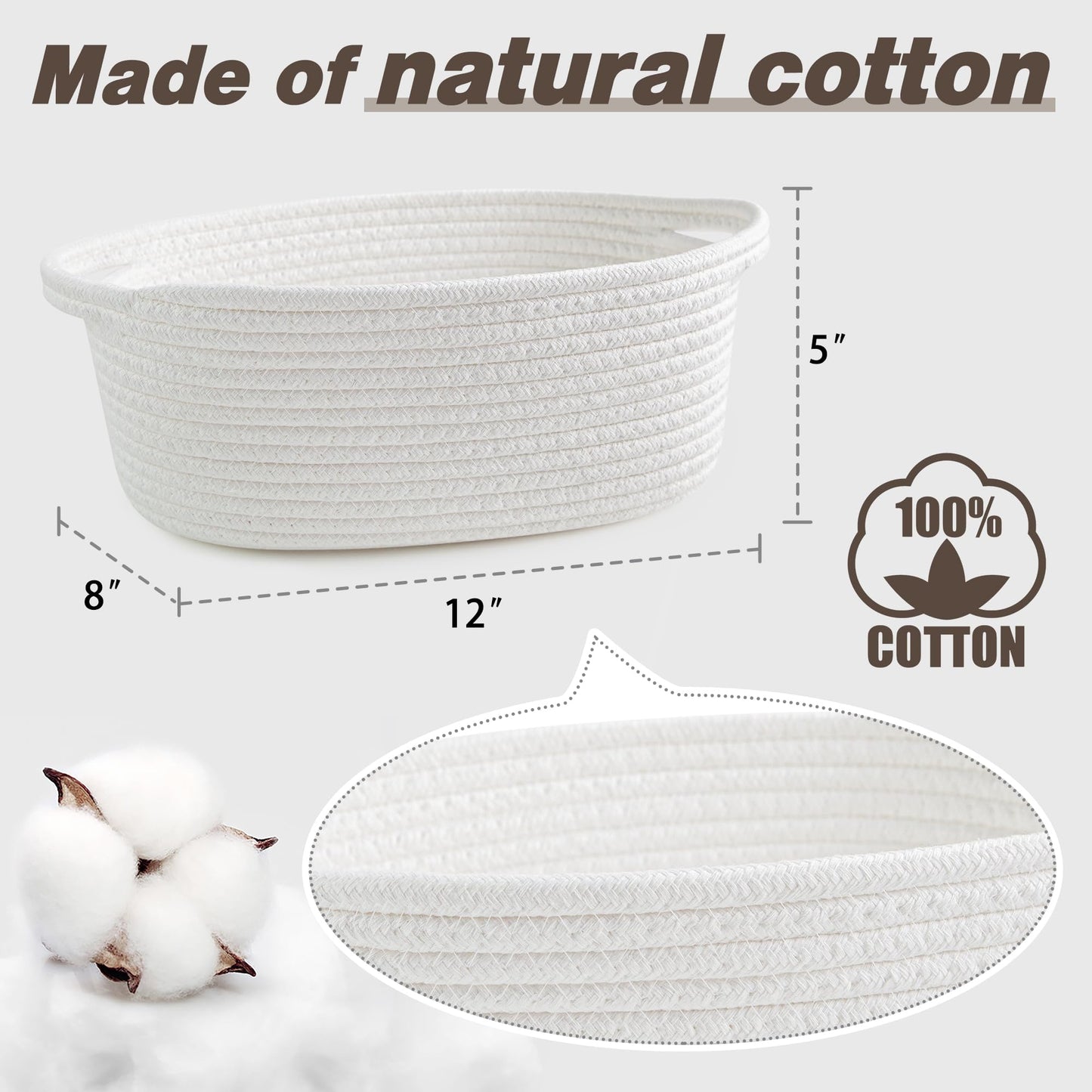 Yeeeasy Small Woven Basket With Gift Bags And Ribbons Cute Baskets For Gifts Empty Small Rope Toy Basket For Babies White Basket