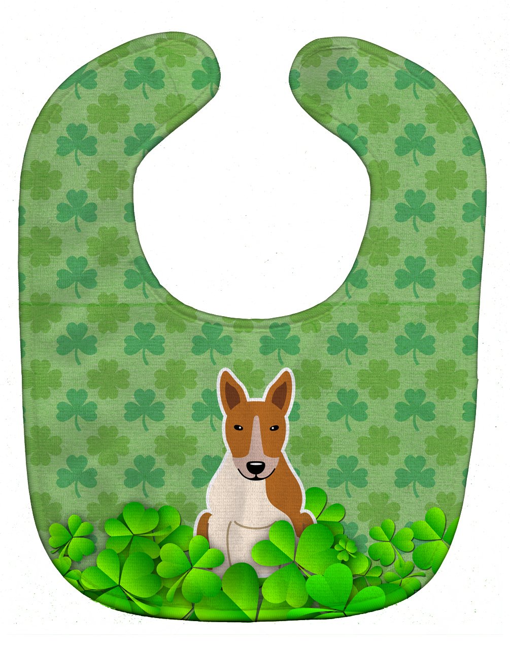 Carolines Treasures Shamrocks Baby Bib, Bull Terrier Red White, Large