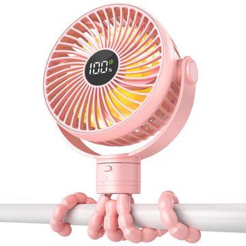 Coohea Portable Stroller Fan, 4000mAh Rechargeable Clip on Baby Fan 25H Battery Life, Head Detachable 360 Rotate Mini Fans, 4 Sp