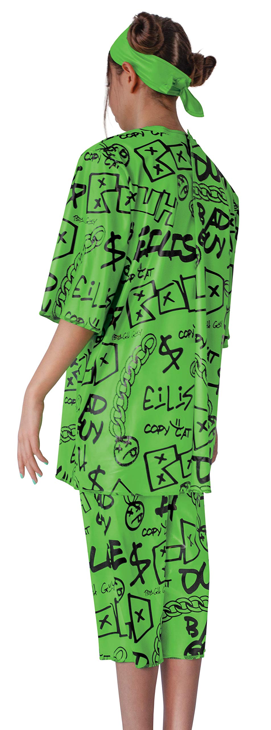 Billie Eilish Costume, Official Green Oversize Top And Shorts For Kids, Musical Artist Inspired Outfit, Classic Child Size Xl (1
