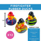 Fun Express Firefighter Rubber Duckies (Set of 12 Ducks) Fire Party Favors and Supplies