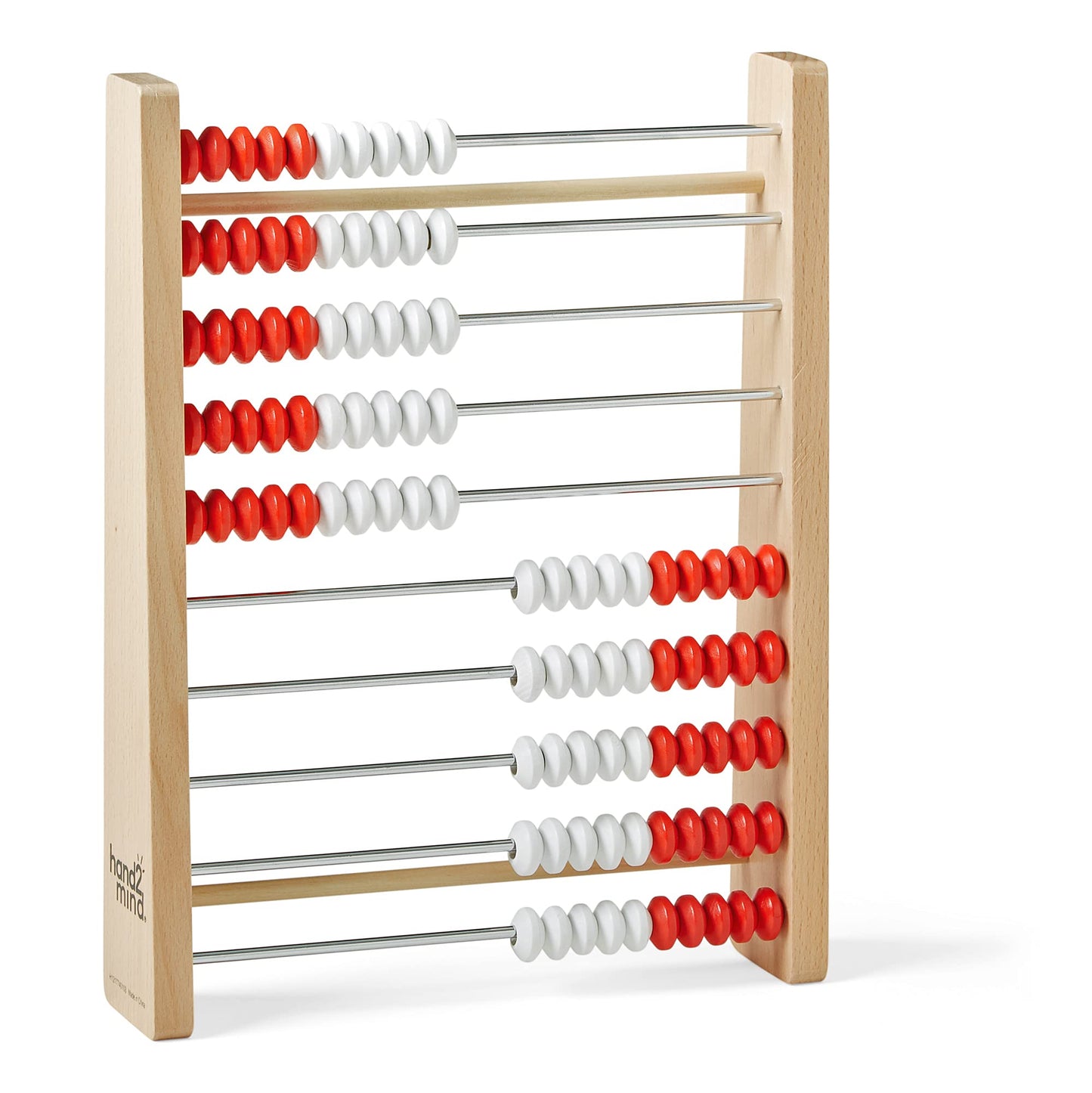 hand2mind 100 Bead Wooden Rekenrek, Abacus for Kids Math, Math Manipulatives Kindergarten, Counting Rack for Kids, Counters for