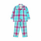 Cherry Crumble Blue Checkered 100% Cotton Full Sleeves Collar Neck Night Wear Regular Fit Summer Nightsuit for Girls