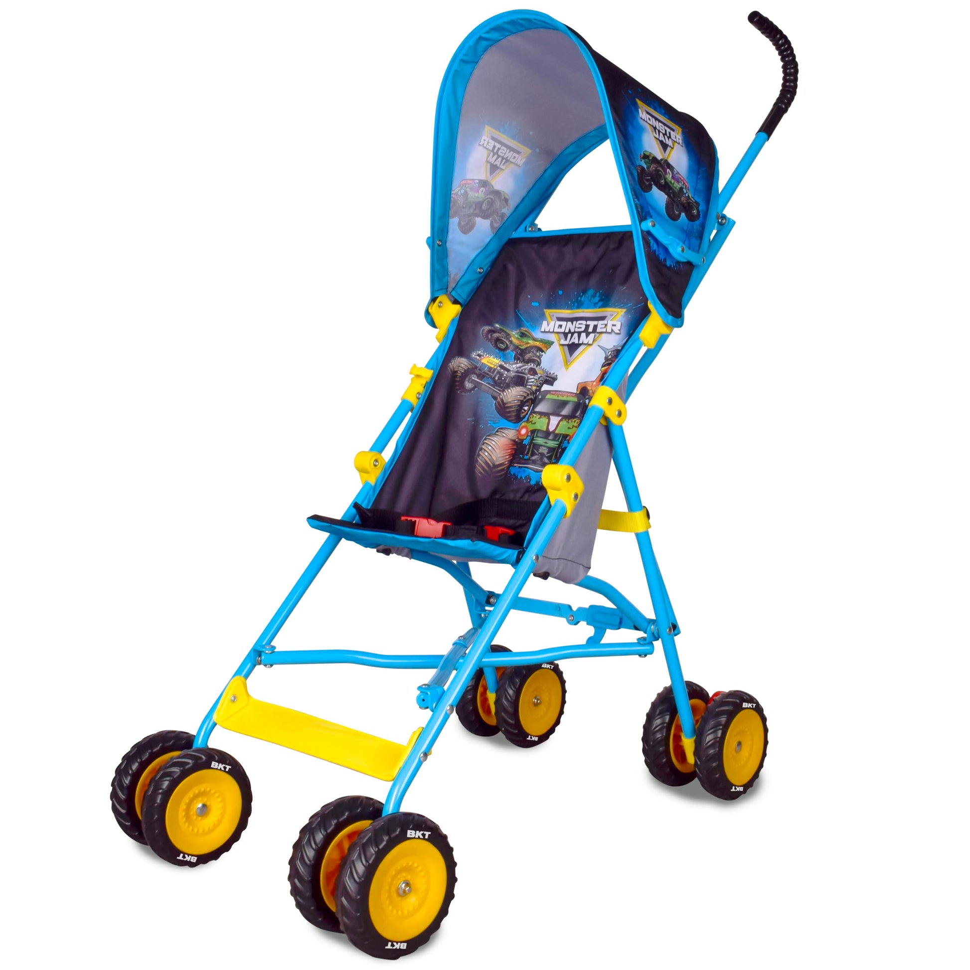 Monster Jam Official Umbrella Stroller with Canopy, Lightweight Easy Fold Compact Toddler and Baby Stroller for Travel
