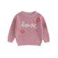 Baby Girl Cute Long Sleeve Crew Neck Love Embroidery Sweater Toddler Valentine Day Outfits (Rose Pink Love, 9-12 Months)