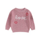 Baby Girl Cute Long Sleeve Crew Neck Love Embroidery Sweater Toddler Valentine Day Outfits (Rose Pink Love, 3-4 Years)