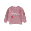 Baby Girl Cute Long Sleeve Crew Neck Love Embroidery Sweater Toddler Valentine Day Outfits (Rose Pink Love, 4-5 Years)