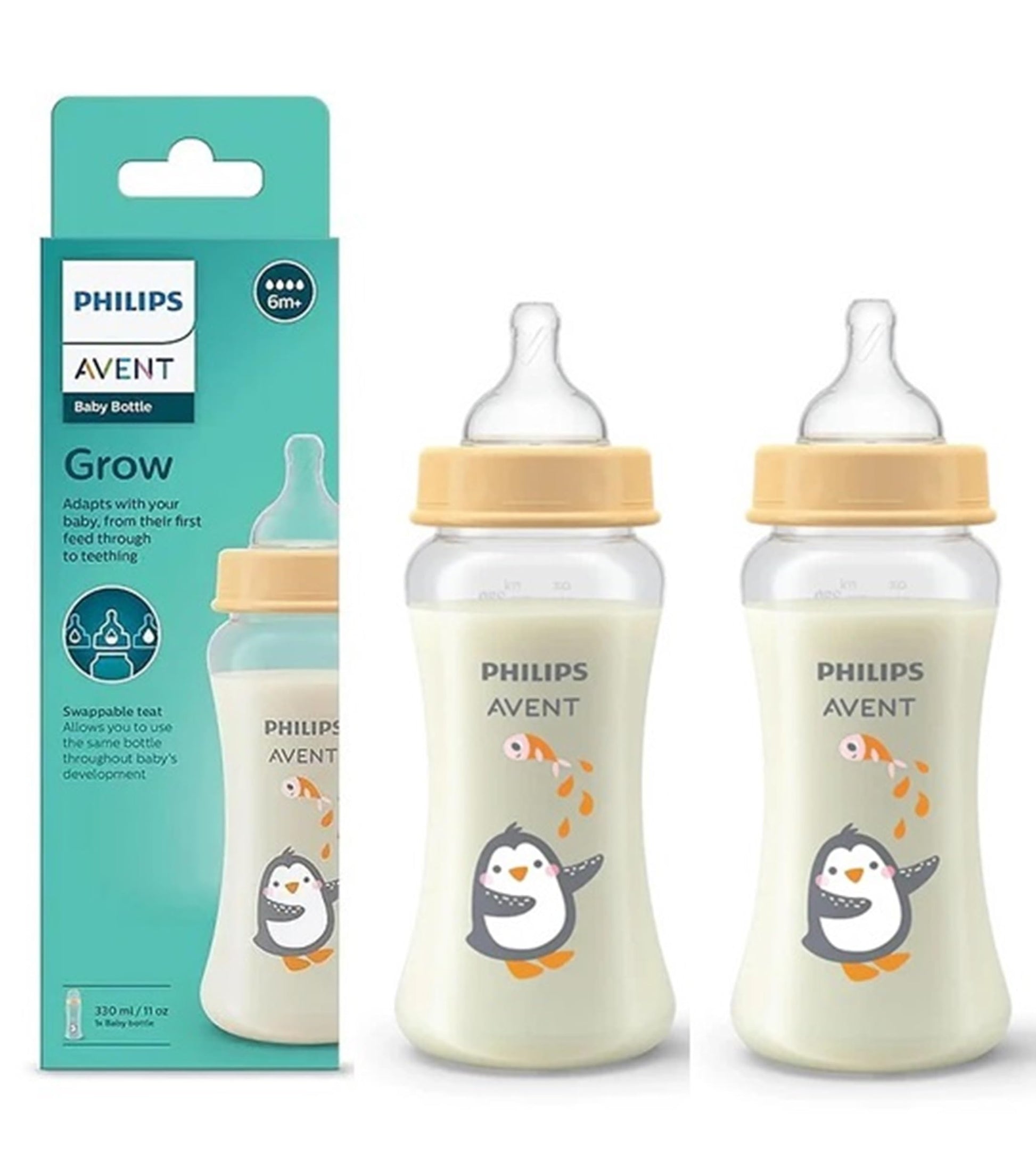 Philips Avent Grow Economy Feeding Bottles | AntiColic | Easy Fill,Easy Clean|Bpa Free | With 6M+ Flow Teat | Made In India | 