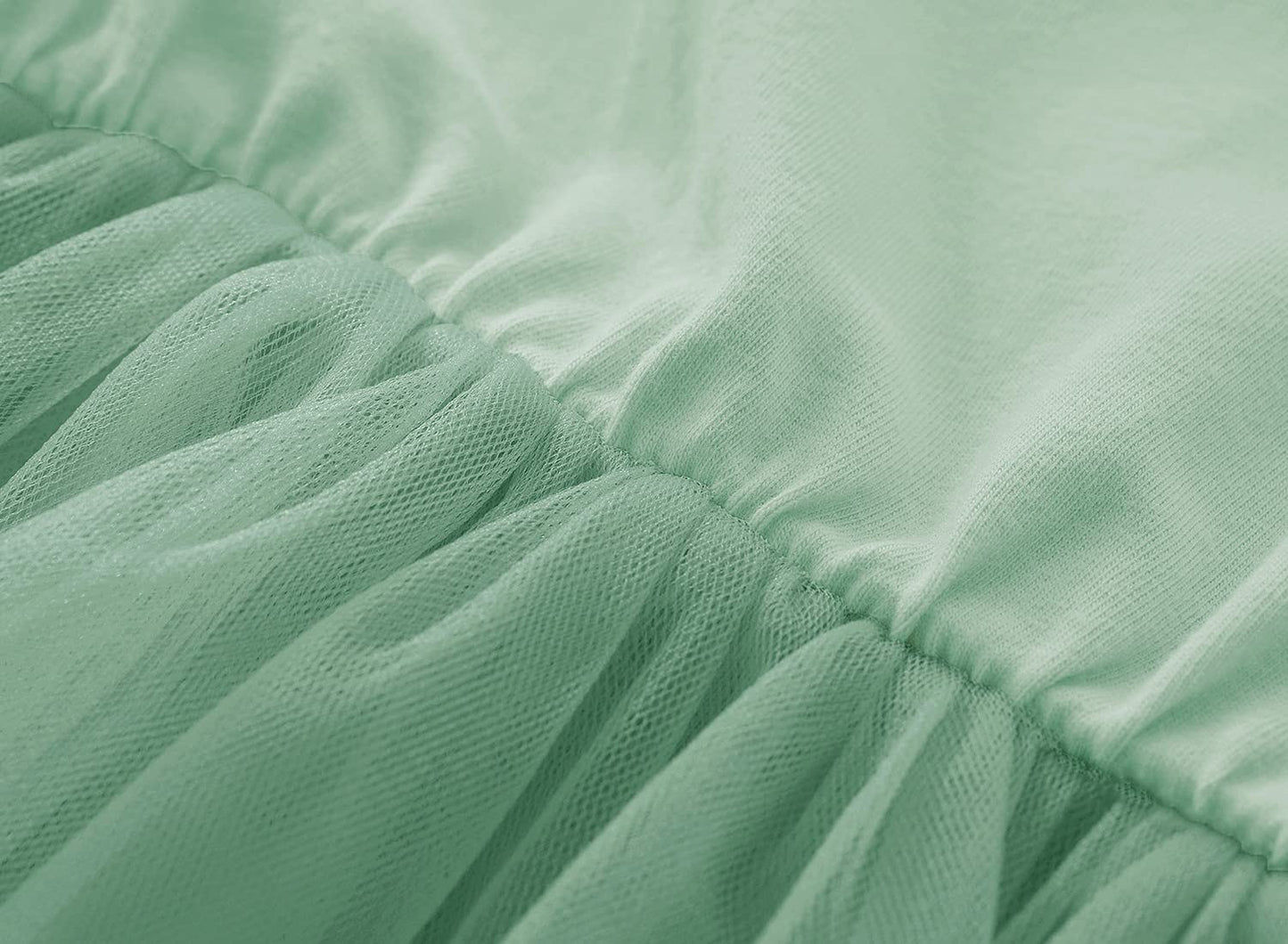 Lyxiof Girls Tutu Dress Casual Tulle Summer Solid Color Ruffle Sleeve Dress Green 120Cm