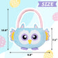 Lubot Owl Easter Basket For Kids, Cute Plush Empty Bucket With Small Ears And Handle Egg Hunt Tote Candy Bag Basket For Boys Gir