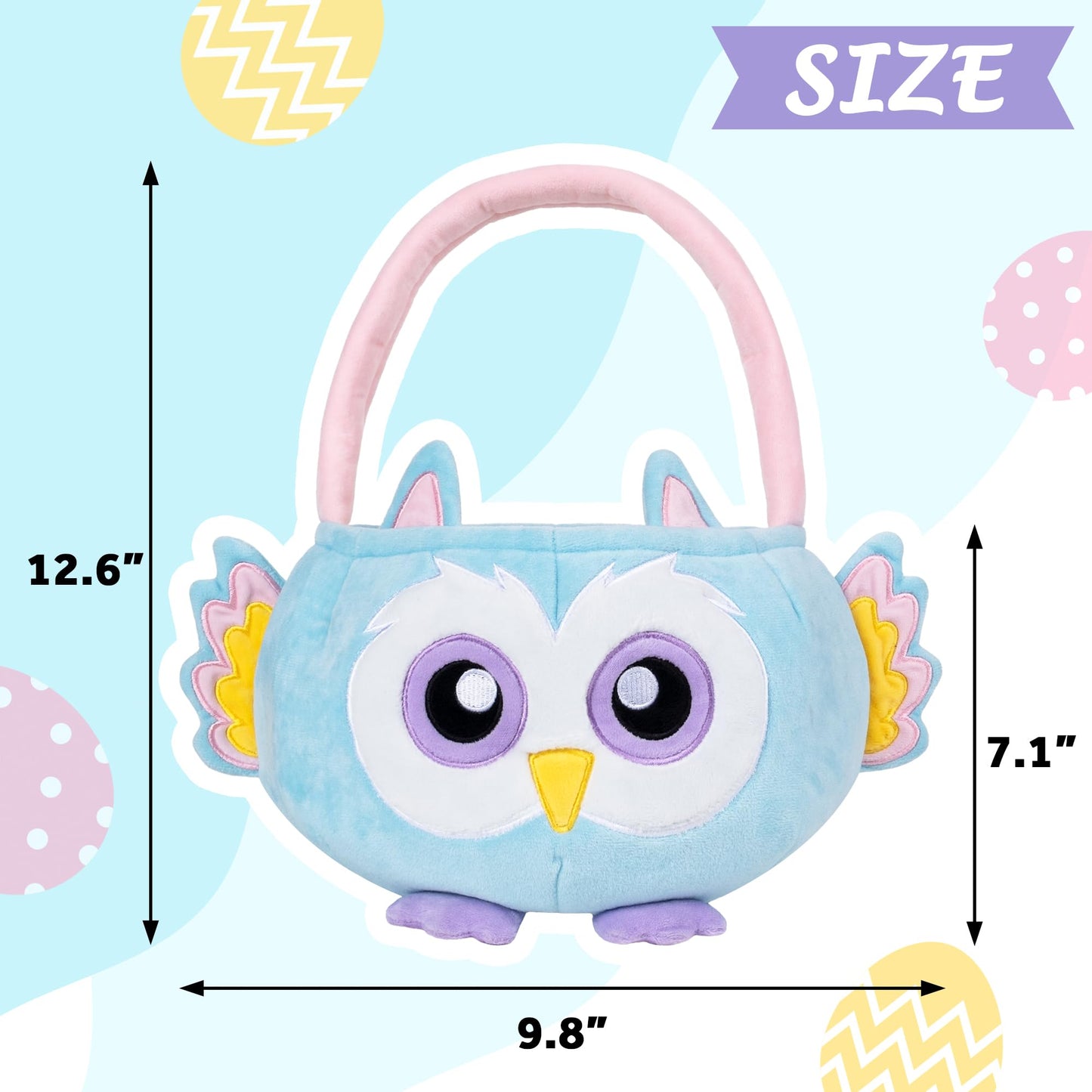 Lubot Owl Easter Basket For Kids, Cute Plush Empty Bucket With Small Ears And Handle Egg Hunt Tote Candy Bag Basket For Boys Gir