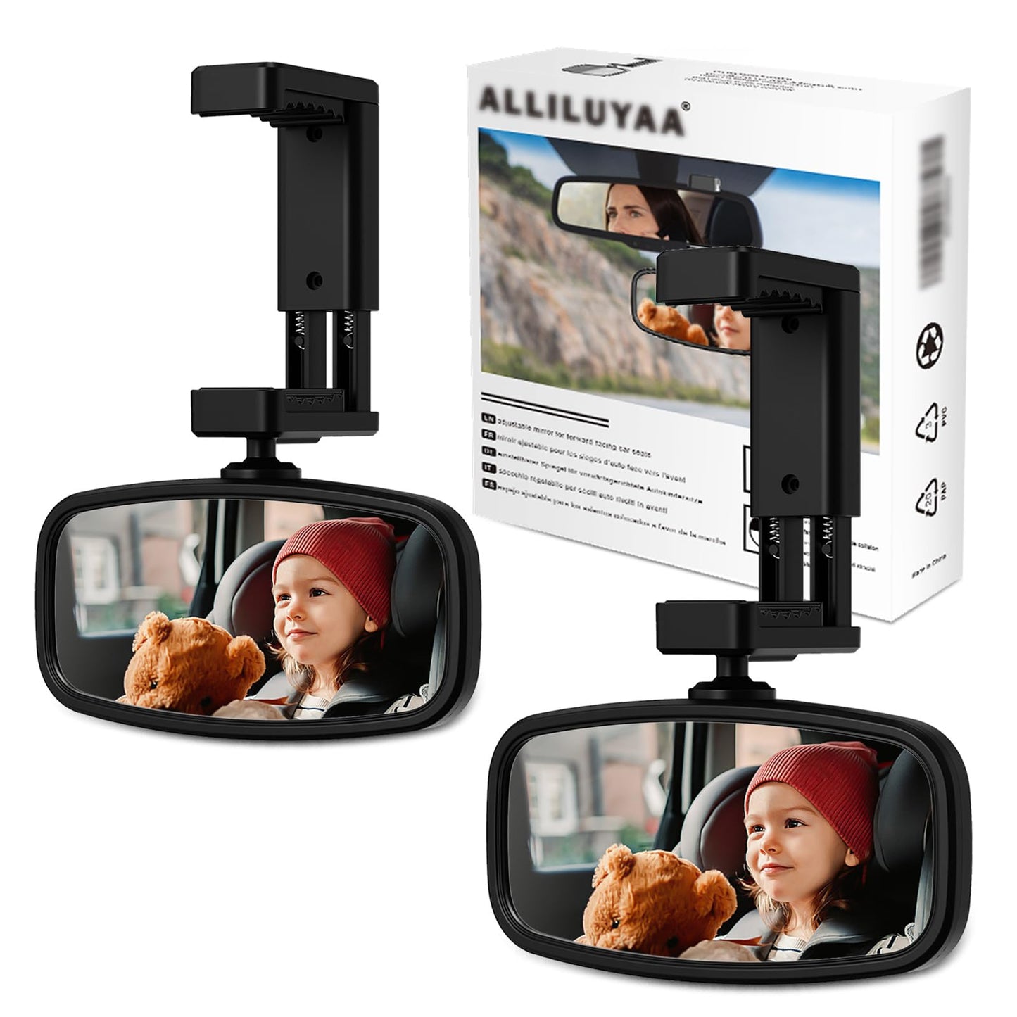 KERHAND 360-Degree Baby Car Mirror for Rear-Facing Seats,Kids Safety Mirrors with Tool-Free Installation,Kids Rear View Mirror B