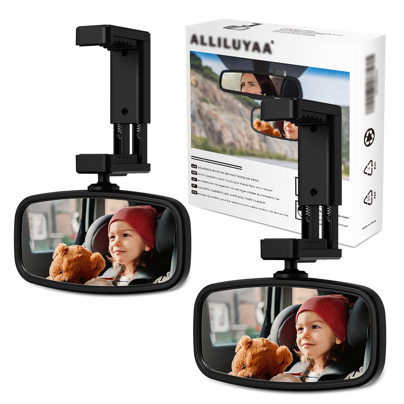 KERHAND 360-Degree Baby Car Mirror for Rear-Facing Seats,Kids Safety Mirrors with Tool-Free Installation,Kids Rear View Mirror B