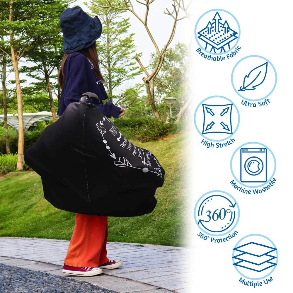 Car Seat Covers For Babies, No Touching Sign Car Seat Canopy, Infant Stroller Covers For Newborn Girl Boy, Multiuse Nursing Cove
