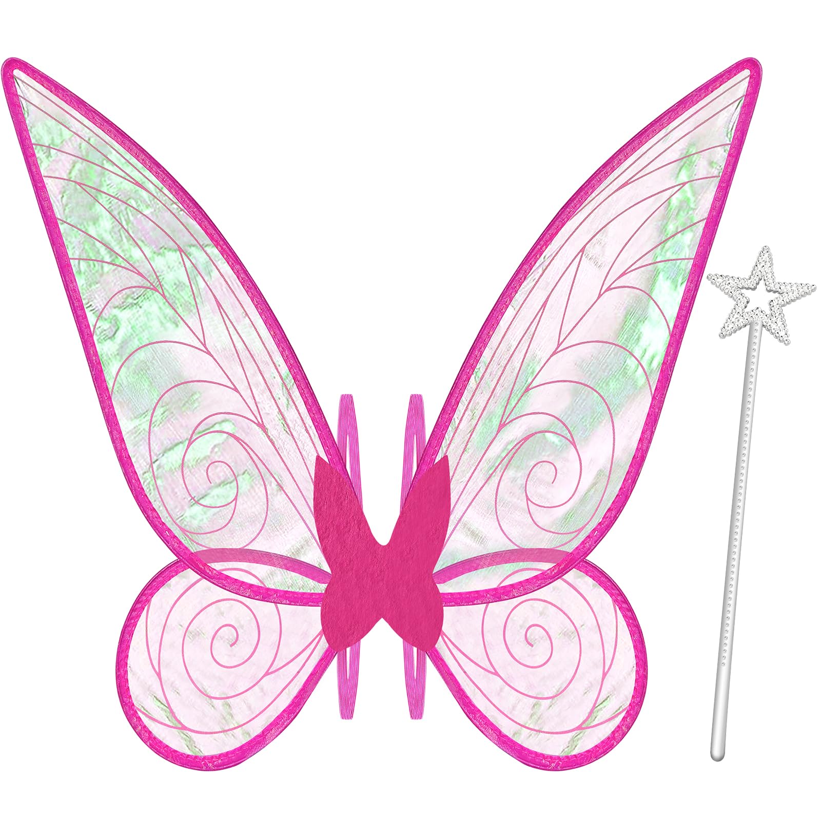 Quescu Fairy Wings For Adults,Butterfly Wings For Girls,Angel Wings,Fairy Costume For Women Halloween Dress Up Party Favor Rose