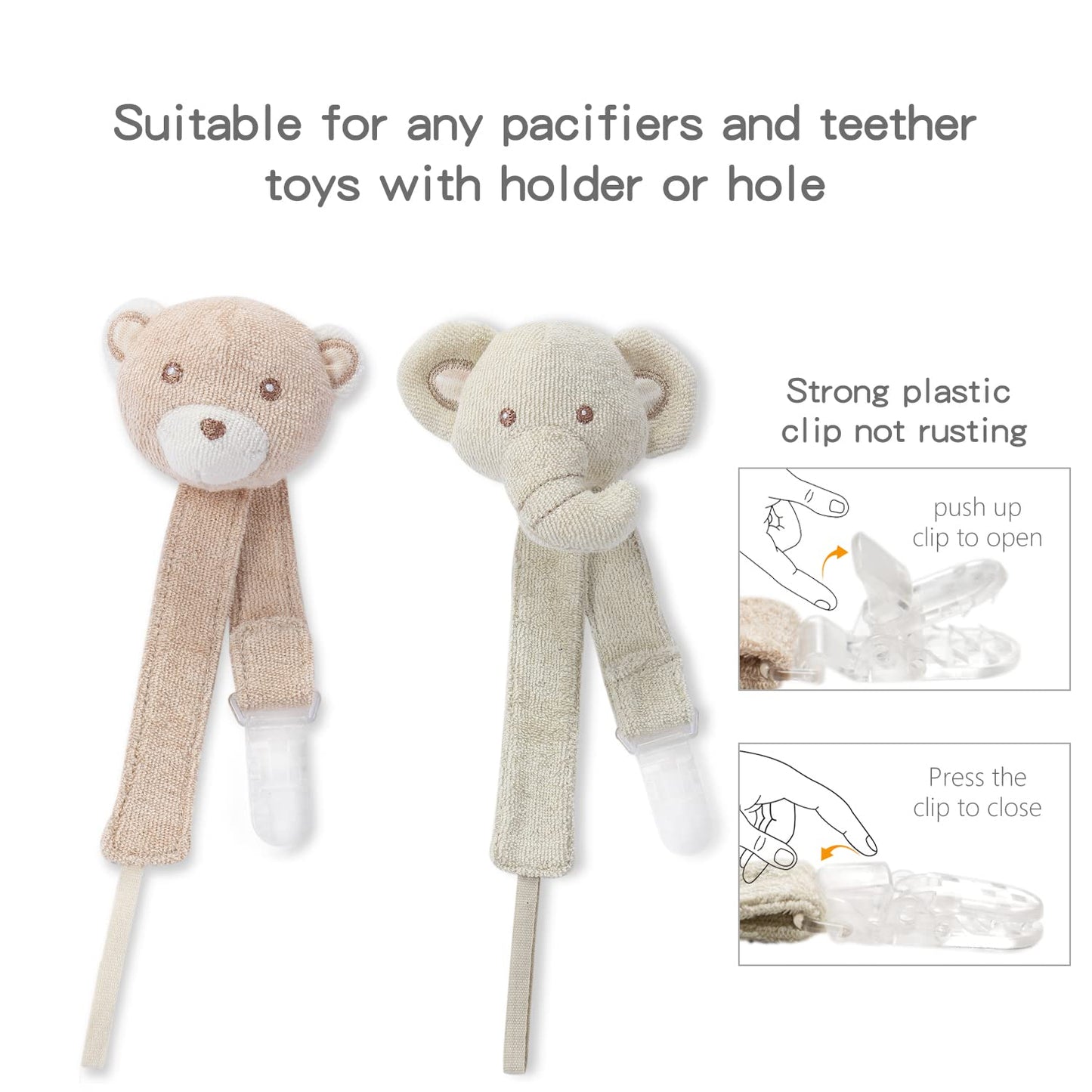 Cottonbebe Pacifier Clip, 2 Pack Baby Pacifier Holder For Boys And Girls Fits Many Pacifiers & Baby Teething Toys, Ideal Baby Gi
