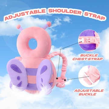 Grnstf Baby Toddler Head Protector, Baby Head Protection Backpack, Adjustable(Butterfly)