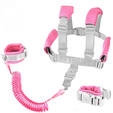 2 In 1 Toddler Leash Anti Lost Wrist Link Pink Safety Harness With Lock For Kids, Baby Leash Anti Lost Wrist Link Safety Wrist L