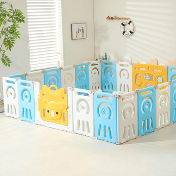 IFLETH Baby Play Pen, 22 Panels Extra Large Baby Playpen, Foldable Astronauts Play Pens for Babies and Toddlers, Koala Baby Play
