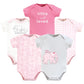 Touched By Nature Unisex Baby Organic Cotton Bodysuits, Pink Peanut, 6-9 Months