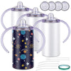 Rommeka Sublimation Sippy Cup Blank, 4 Pack 12Oz Kids Sublimation Tumblers With Straws, Insulated Straight Tumbler With Handle A