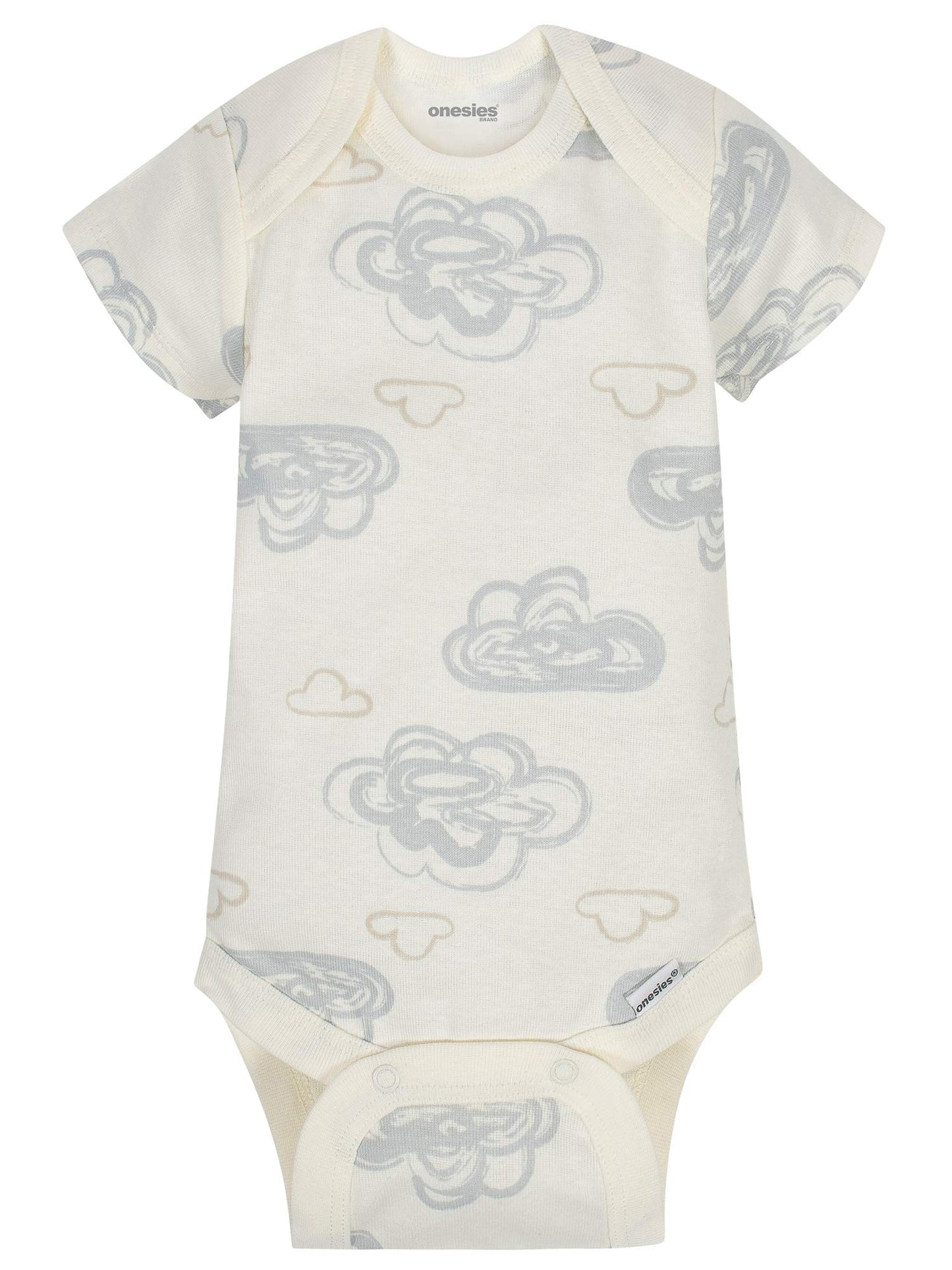 Onesies Brand Baby 8-Pack Short Sleeve Mix & Match Bodysuits, Play Smile & Hug Neutrals, 12 Months