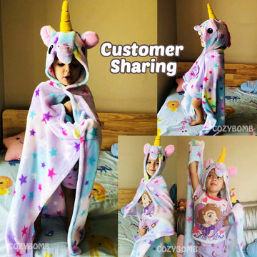 Cozybomb Unicorn Gifts For Girls Wearable Fleece Soft Throw Blanket Cute Hooded Bath Towel Wrap Plush Bathrobe Soft & Cozy Kids