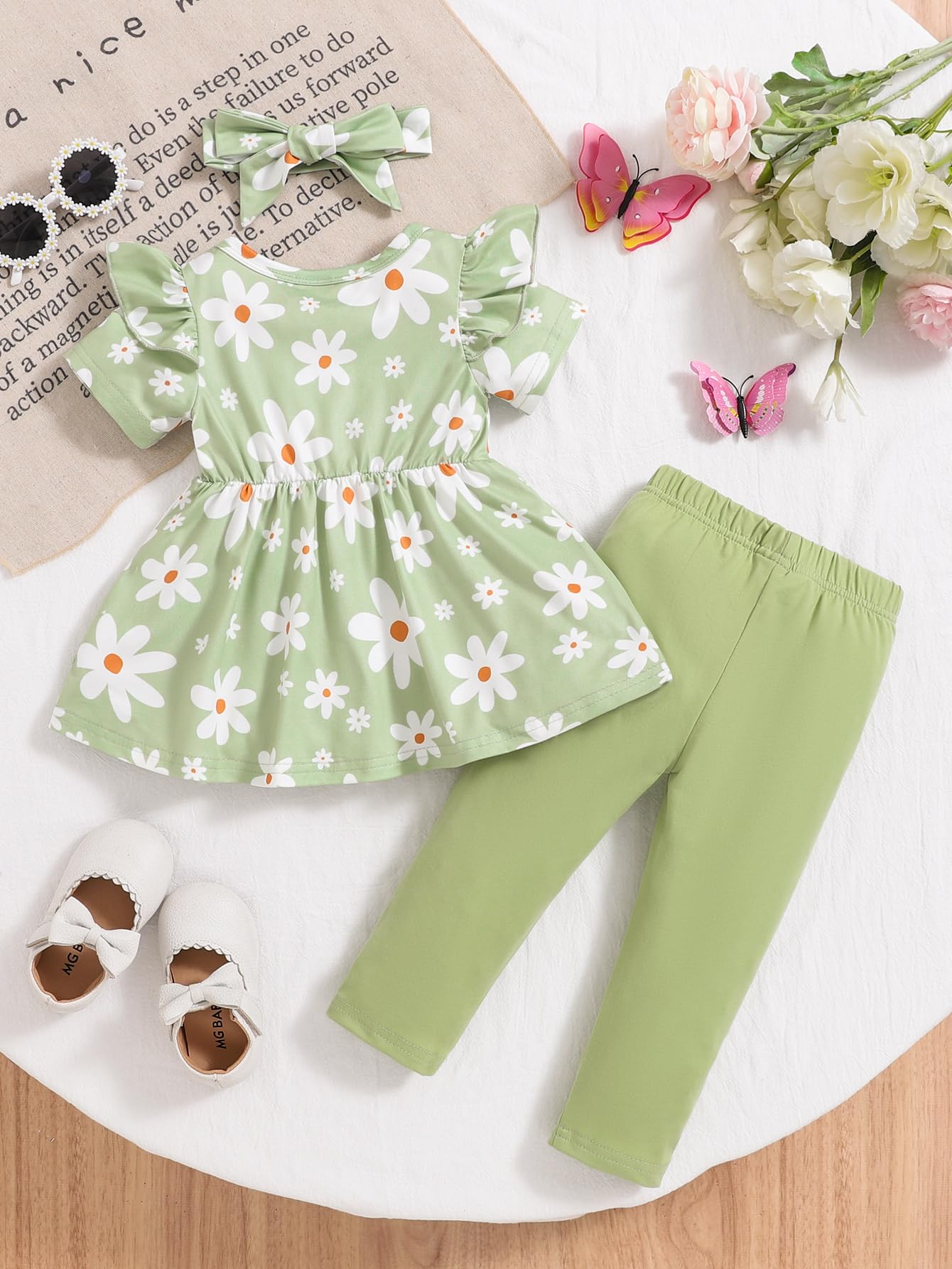 Toddler Girl Clothes 2-3T Girl Outfits Baby Girl Fall Clothes Cute Ruffle Honeybee Pants Set Twin Gilr Winter Clothes For Little