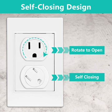 Outlet Covers (18 Pack) Outlet Plug Covers Self-Closing Design Swivel Child Proof Outlet Covers Durable Abs Plastic 3-Prong Elec