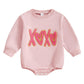 Fiomva Valentines Day Baby Girl Outfit Infant Bubble Romper Newborn First Valentine Outfits Toddler Sweatshirt Clothes (E Embroi
