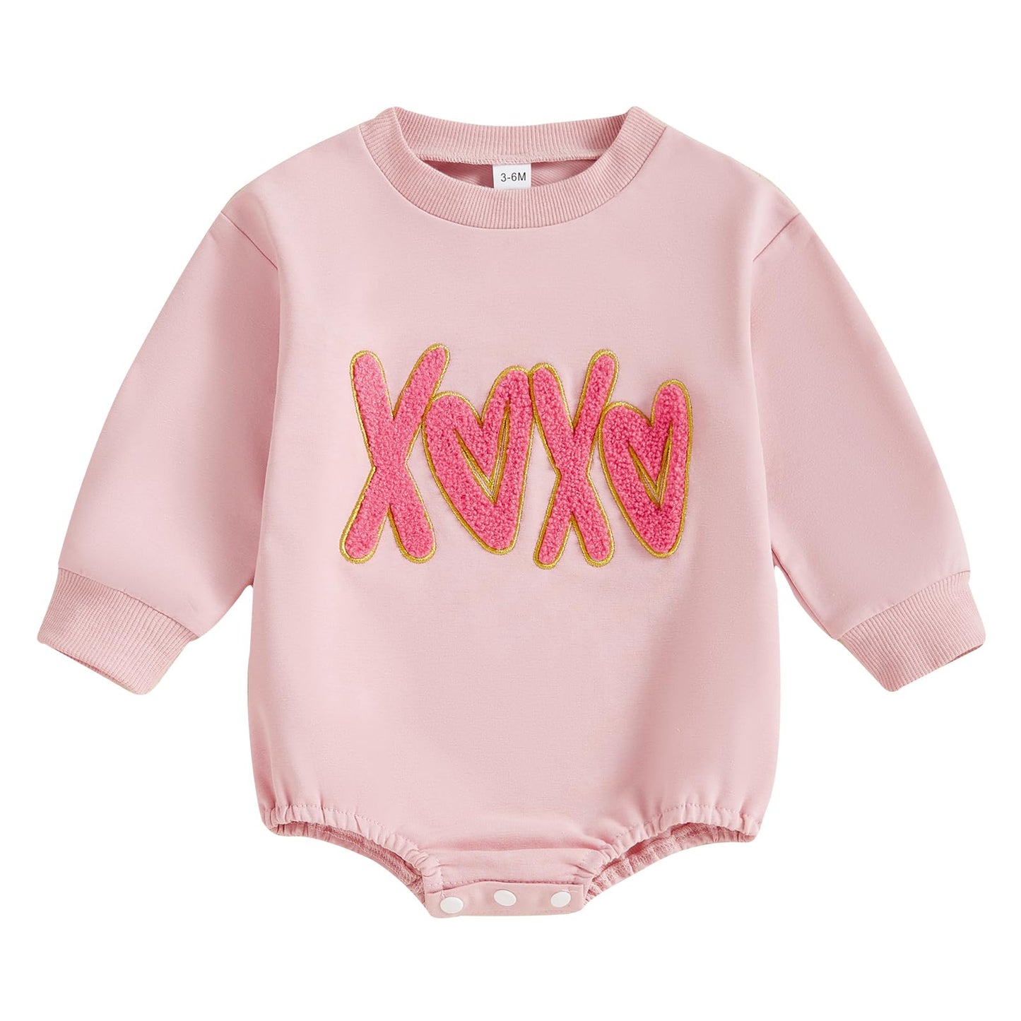 Fiomva Valentines Day Baby Girl Outfit Infant Bubble Romper Newborn First Valentine Outfits Toddler Sweatshirt Clothes (E Embroi