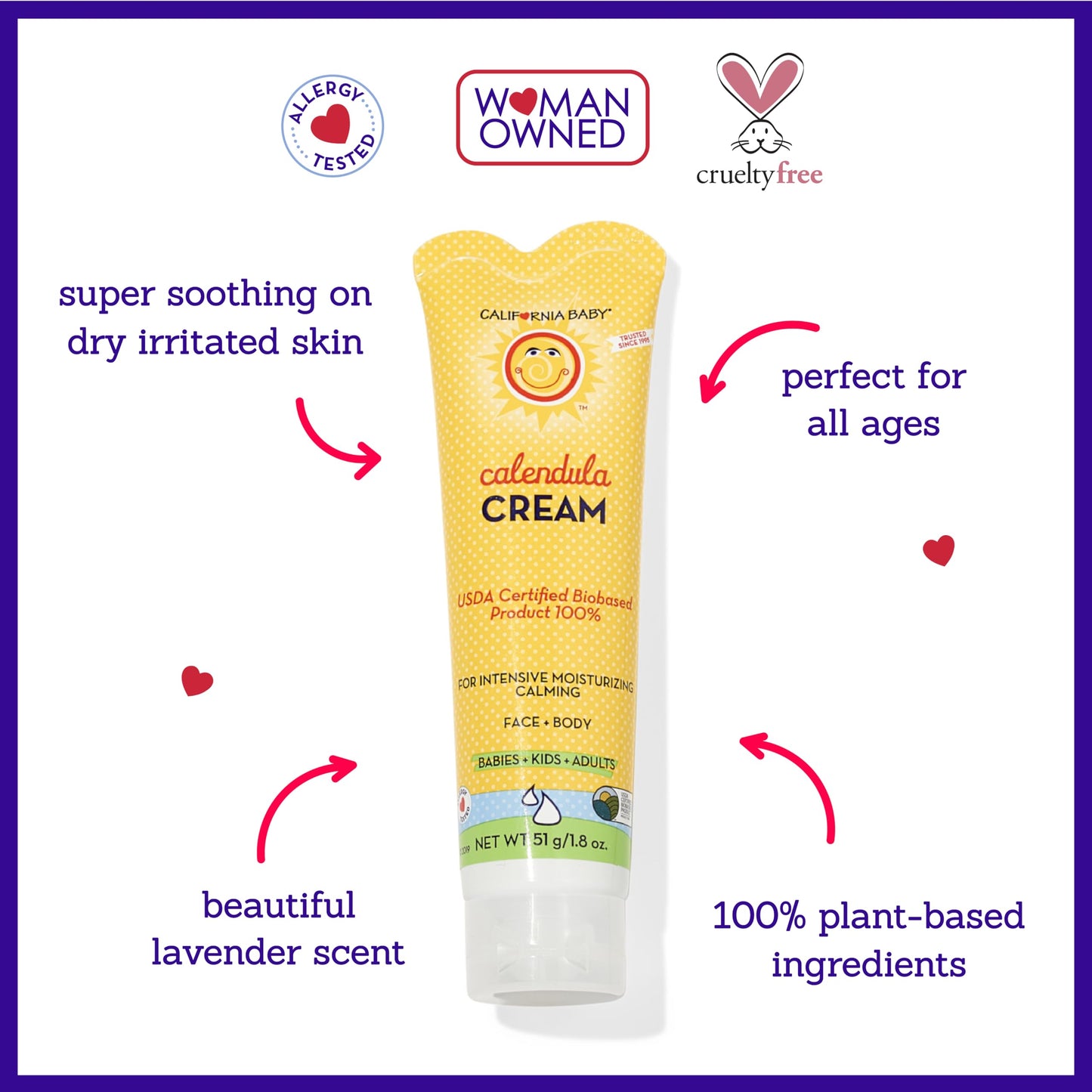 California Baby Calendula Cream  Soothing Baby Cream  Allergy Friendly  Plant-Based  Soothes And Moisturizes Irritated, Dry Skin