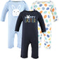 Hudson Baby Unisex Baby Cotton Coveralls, Hoppy Easter, 6-9 Months