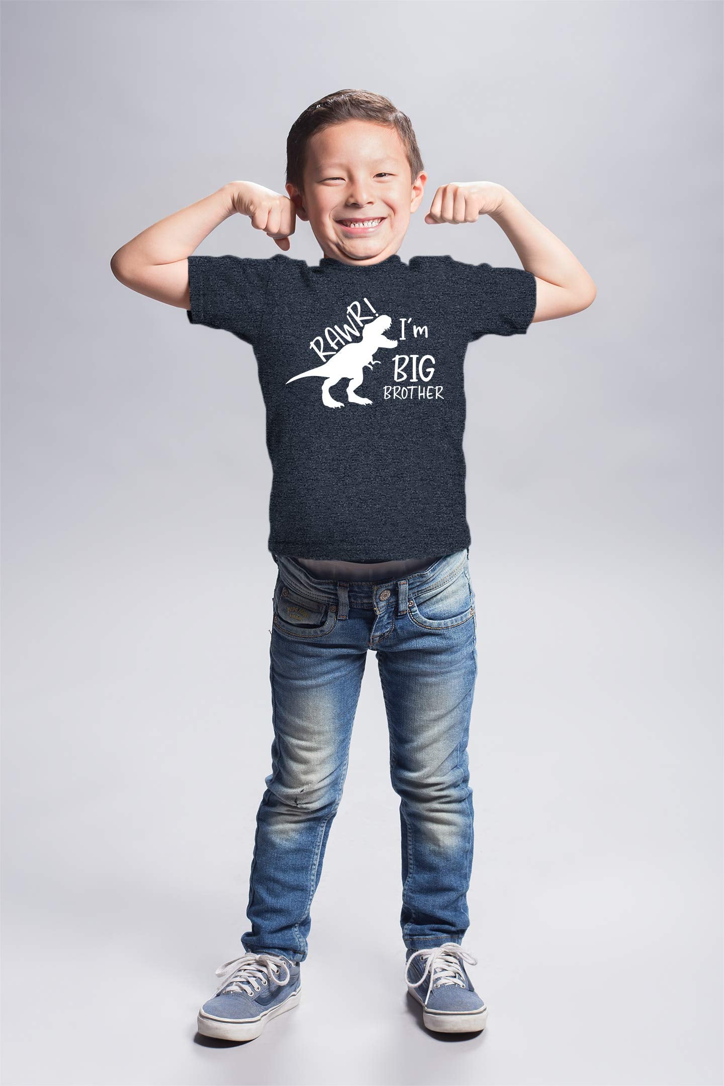 Rawr Im Big Brother Shirt Dinosaur Toddler Boytshirt Dino Announcement Ouotfit. (Us, Age, 12 Months, Charcoal Black)