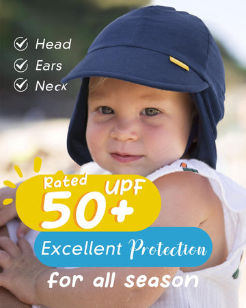 Furtalk Baby Sun Hat Upf 50+ Uv Ray Sun Protection Cotton Toddler Hats For Boys Girls Navy