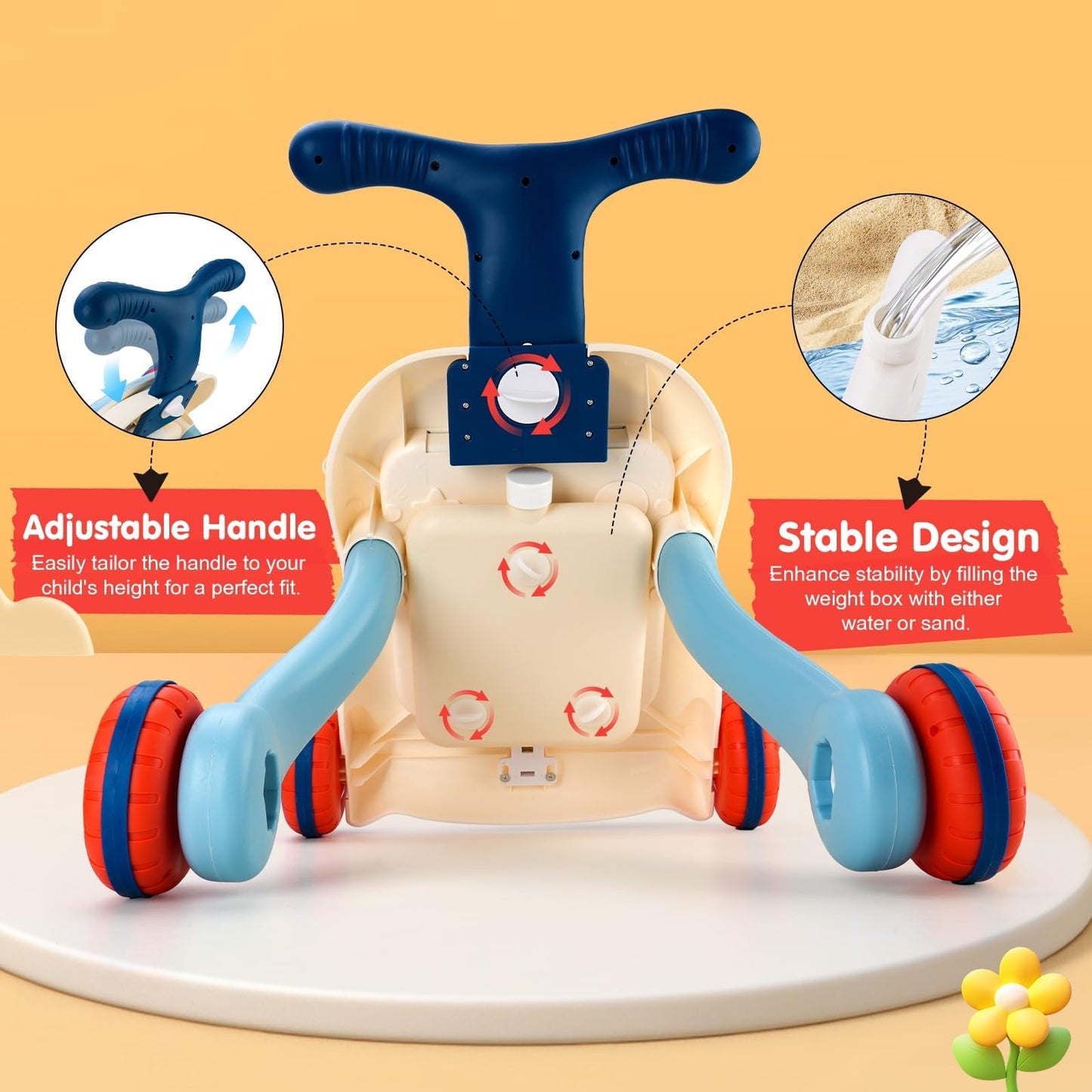 AuntyFey Baby Walker, 3 in 1 Push Walker Baby, Baby Walkers for Girls Boys, Baby Walking Toy for 1 Year old Learning to Walk, Si